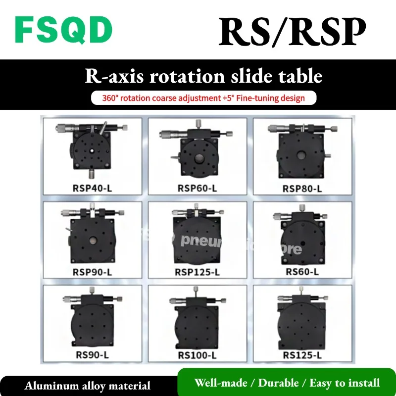 

RS60 RS90 RS100 RS125 RSP40 RSP60 RSP80 RSP90 RSP125 RS75 RSPT100 RSP100 RGE25 RGE40 RGE60-L R-axis rotation slide table RS RSP