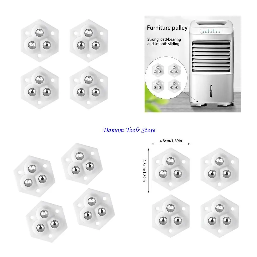 

57BE 4Pcs Adhesive Casters Wheel Appliance Roller Slider Furniture Casters Wheel