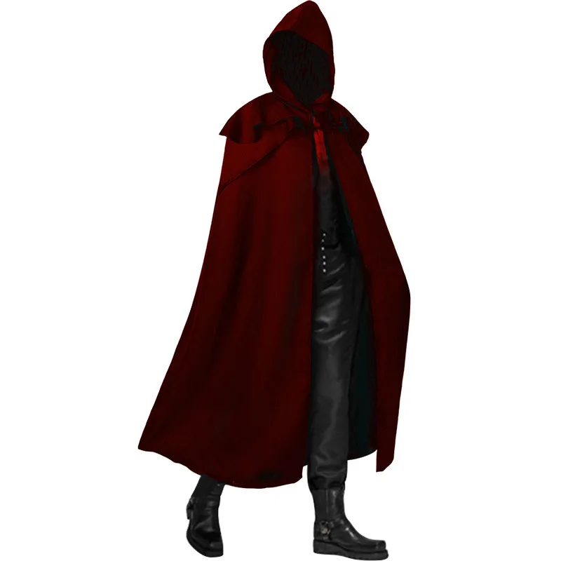 New loween Par Medieval Multicolored Hooded Long Coat Gothic Sle Men's Large Cloak Ethnic Stage Costume Polyester