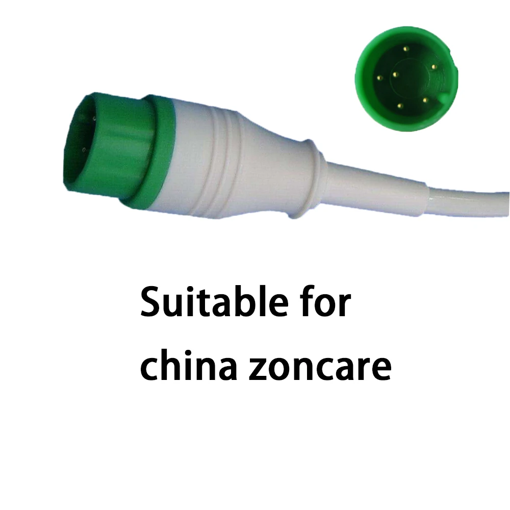 Compatible with China Zoncare Patient Monitor, 3/5 Lead Wire with Clip/Snap, ECG EKG Cable, ECG Data Monitoring Workstation