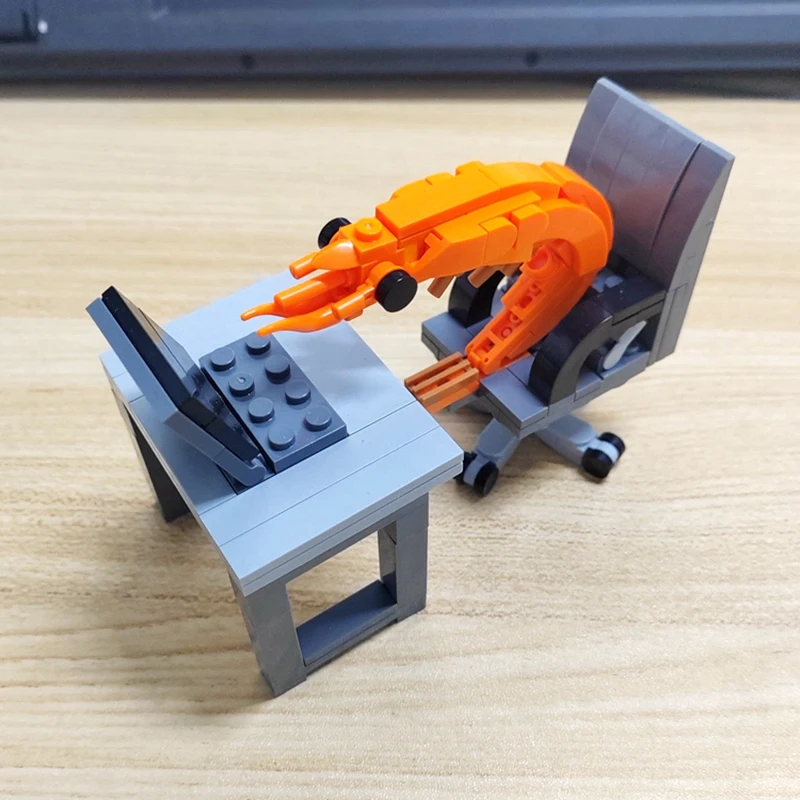 MOC Building Block Shrimp Model Figurines, Puzzle Assembly, Boys and Girls Randomly Mixing, Internet Celebrity Creative Parodies