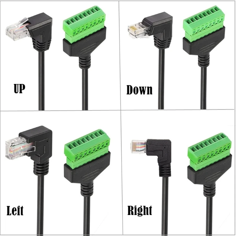 96BA 8Pin Terminal Block Cable With RJ45 Right-Angle Plug, Screw-Terminal Wiring Design, 30CM Cable Length for Use