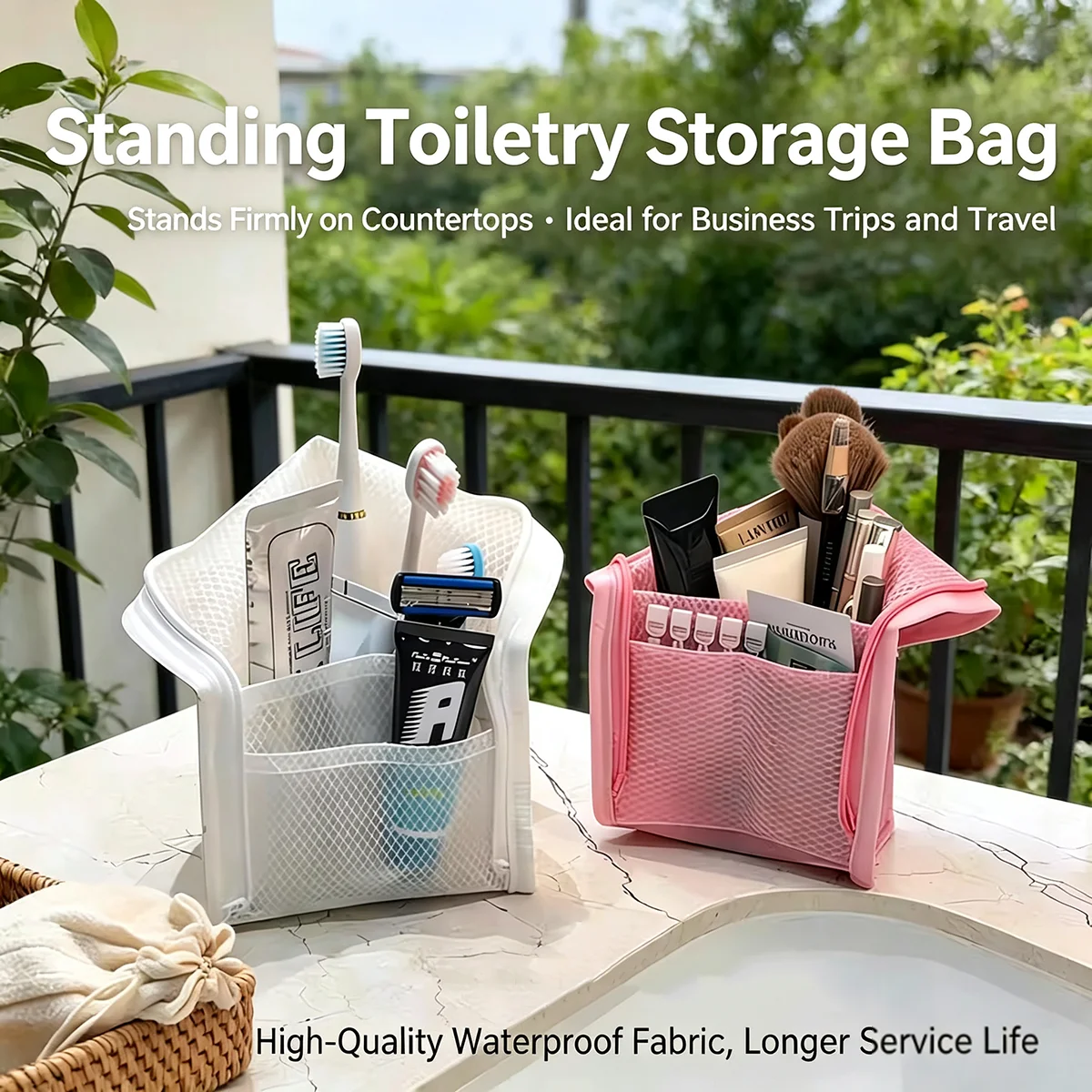 Standing Mesh Toiletry Bag Breathable Quick Dry Toothbrush Case Anti Mold Cosmetic Organizer For Travel College Dorm Gym Shower