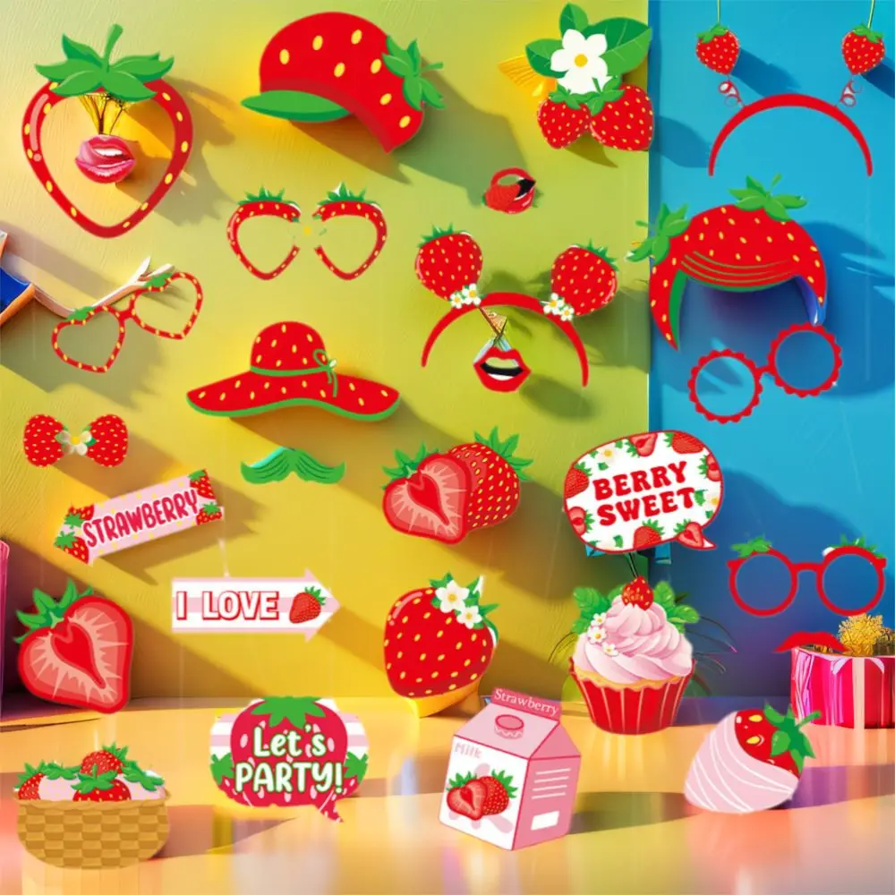 

Handmade Red Summer Fruit Photo Props Paper Strawberry Photo Booth Props Festival Dress Up Costume Mask Hawaii Party