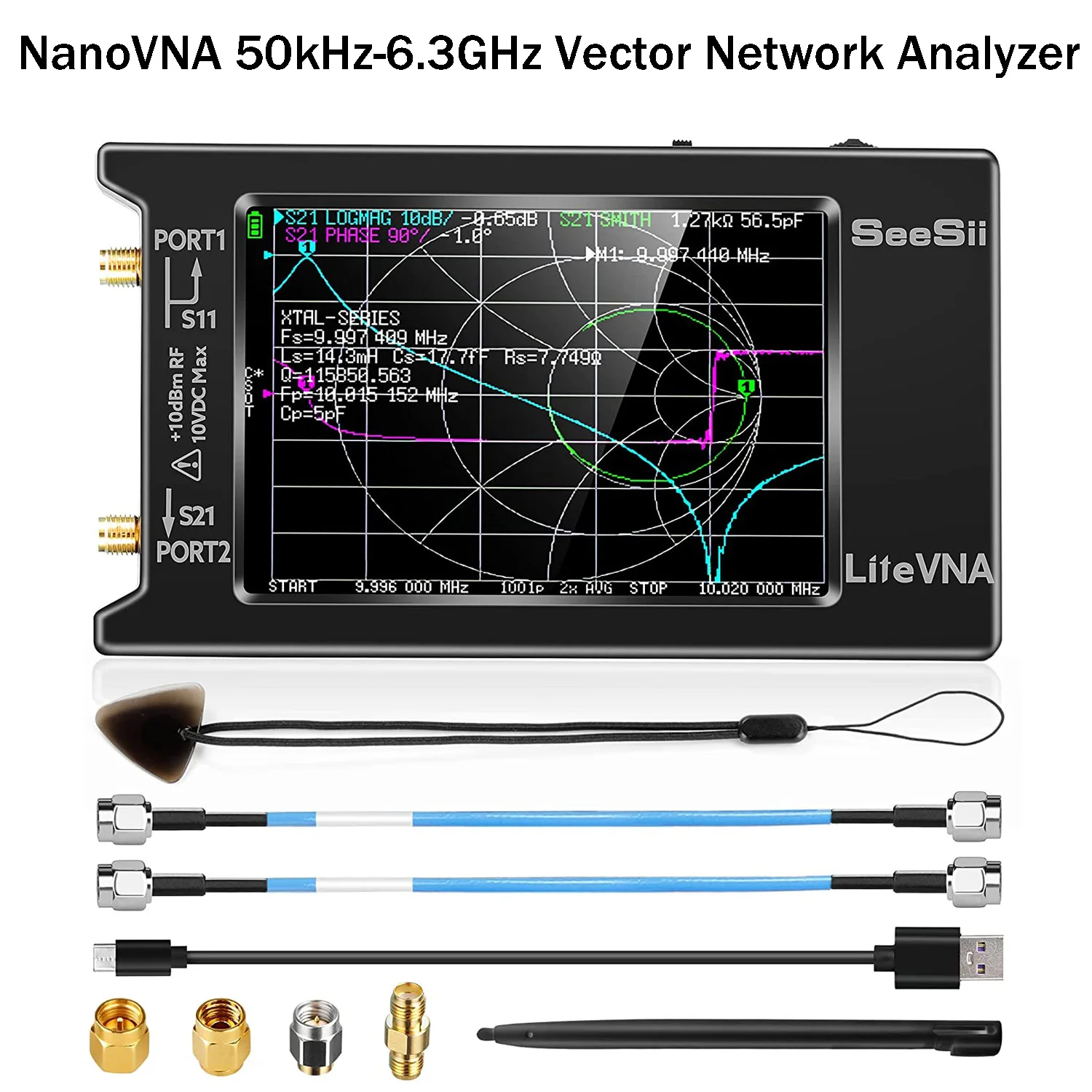 Nanovna Vector Network Antenna Analyzer 50khz63 Ghz Medida s Parâmetros hf Vhf Uhf Swr Fase Delay Smith Chart Atualizado Novo
