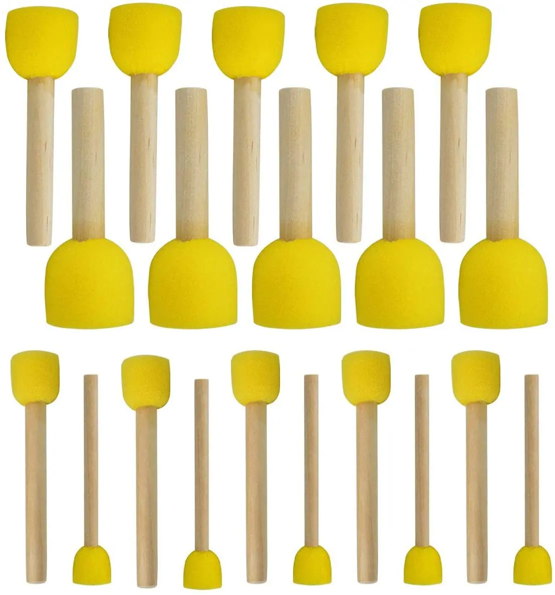 20pcs Round Sponges Brush Set Stencil Sponge Brushes DIY Painting Sponges Children Drawing Craft Brushes with Wood Handle