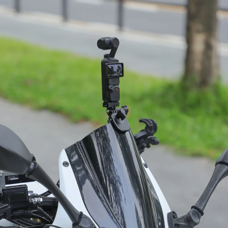 Y1UB Action Camera Stand Support Clamp with Silicone Padding for Motorbike Windscreen