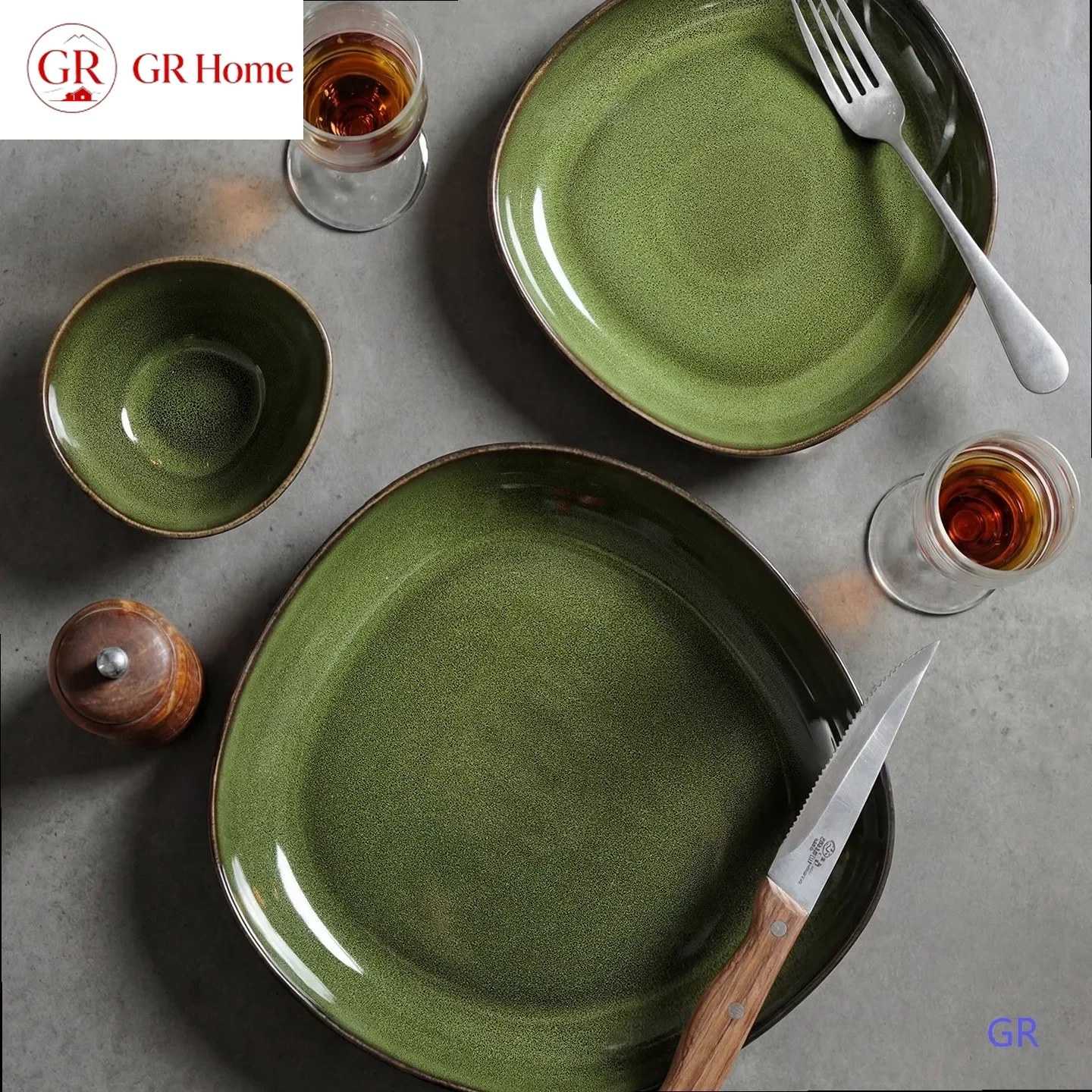 Shallow River Irregular Ceramic Kiln Change Deep Plate Glaze Under Restaurant Soup Steak Salad Dish