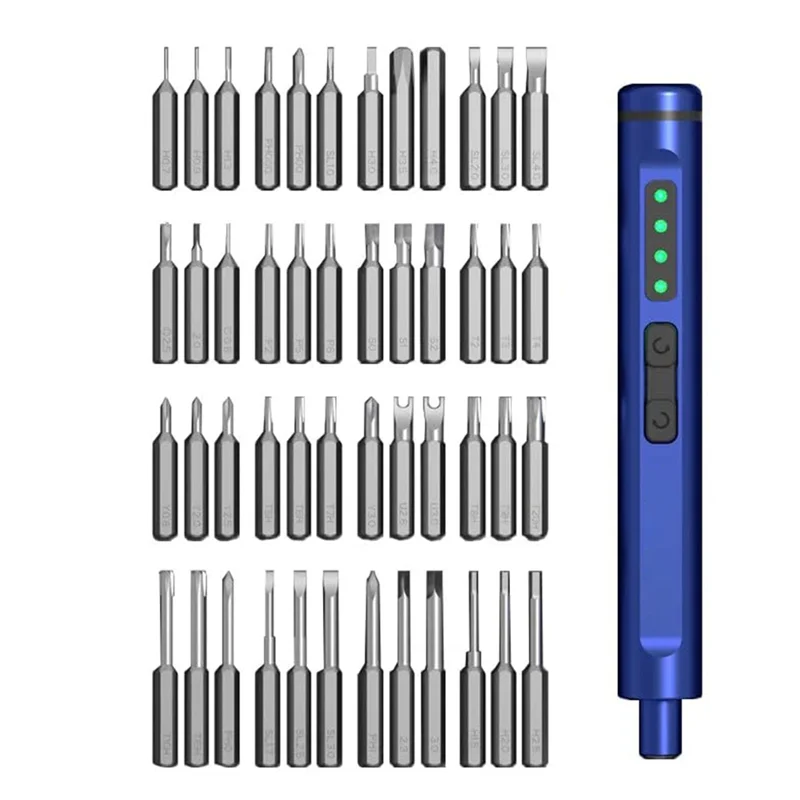 ABBO-48Pcs A2 Alloy Steel Bit Set ES480 Electric Screwdriver With LED Light For Computer Phone Dismantling Repair Kit Tool