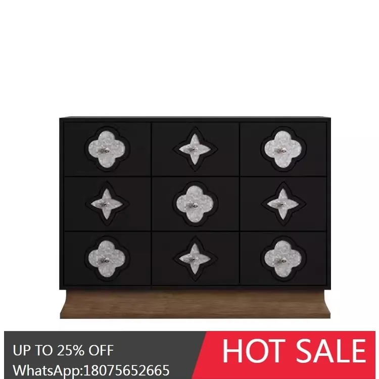 

HLZ French Nine-Drawer Cabinet Living Room Vintage Decorative Wall Cabinet Bedroom Drawer Bedside Storage Cabinet