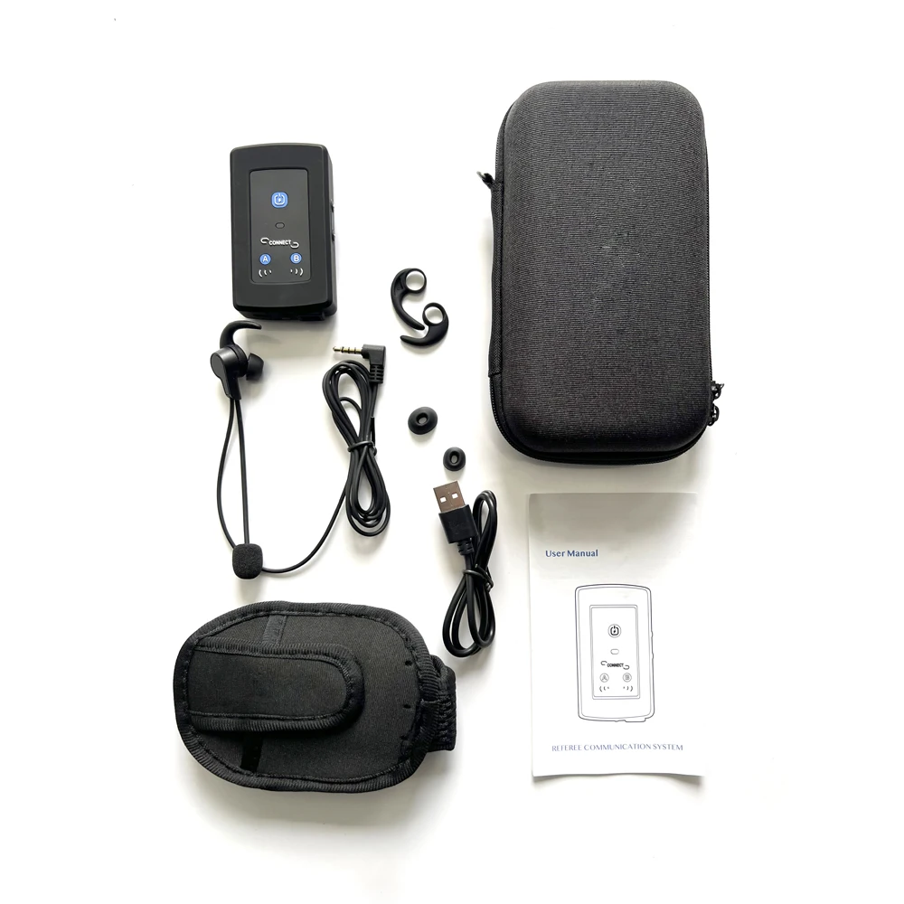 Referee Radio Communicator 1500m Long Distance Referee Headset in Ear Intercom System Walkie Talkie Football Match