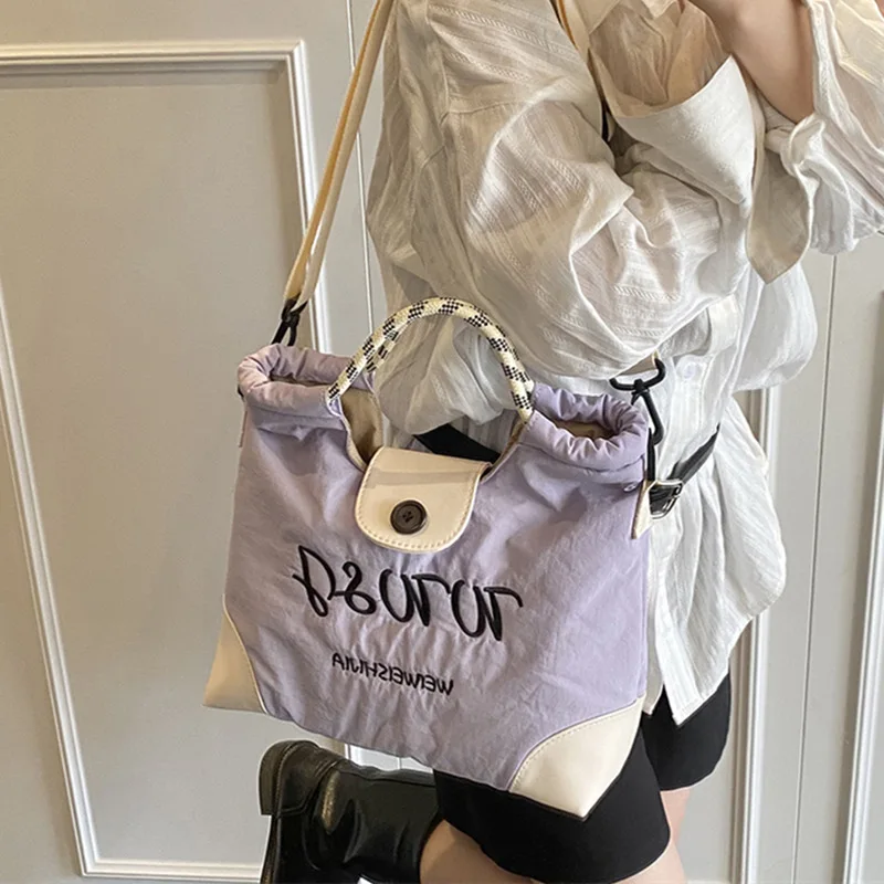 

2025 Embroidered Monogram Tote Bag Korean Inspired Shoulder Purse for Women Spacious Crossbody Bag Spring Summer Essential