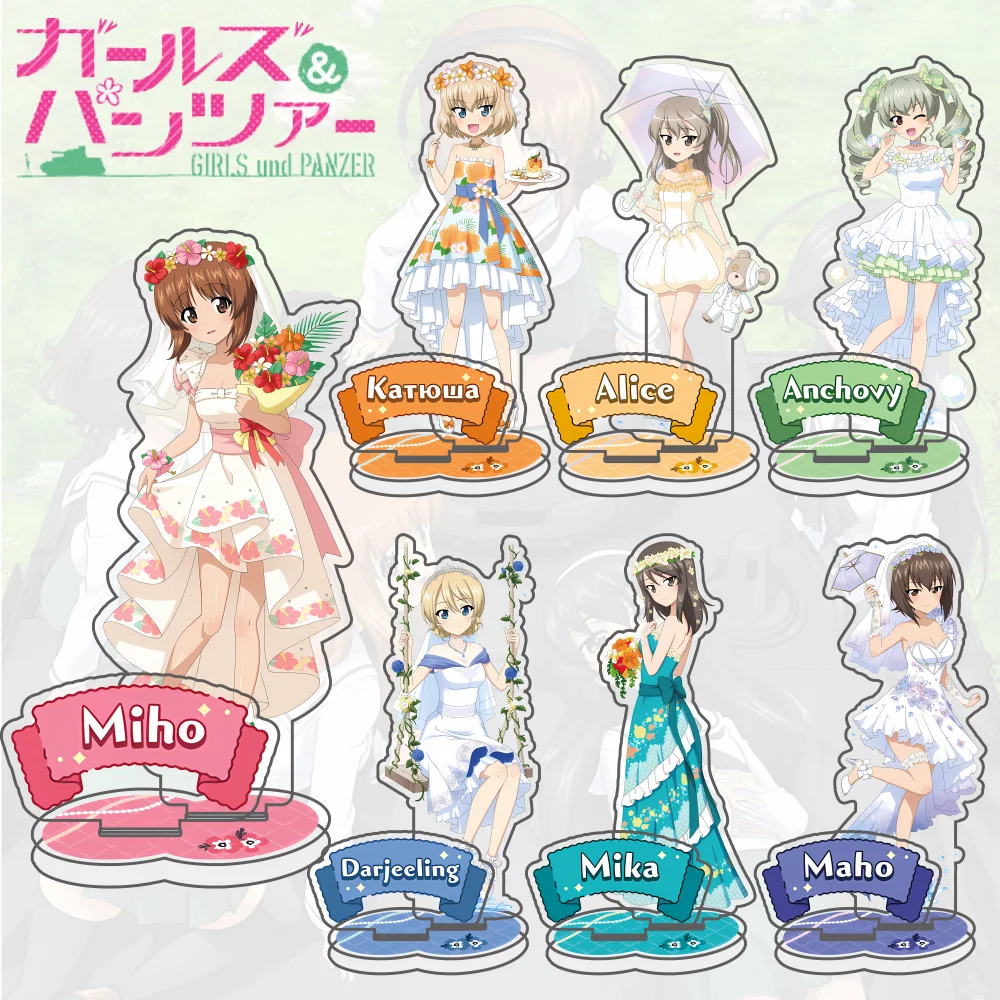 Anime Girls und Panzer Acrylic Stand Figure Nishizumi Miho Wedding Dress Ver. Model Plate Desk Decor Cosplay Toy Gift keychain