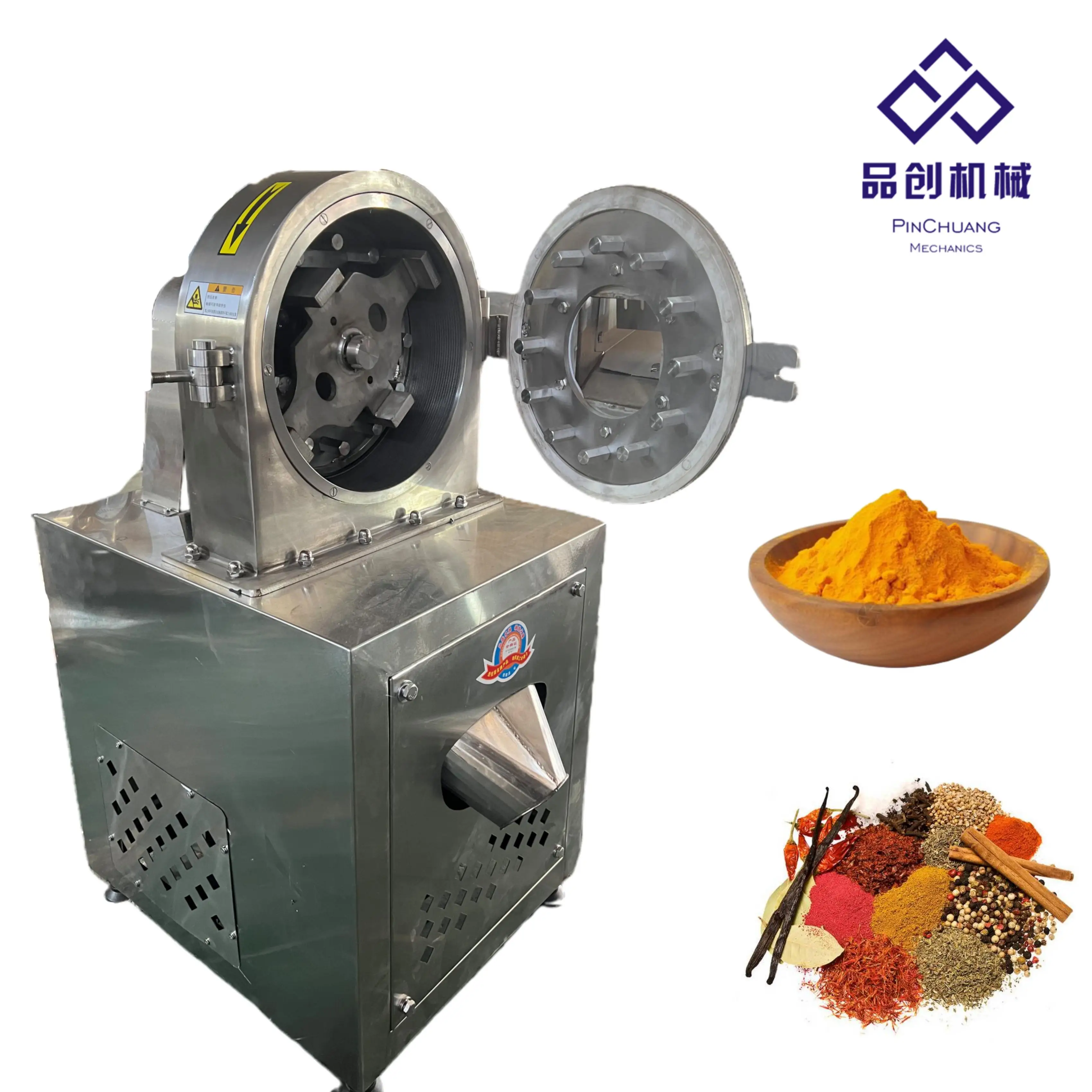 Dry Food Crusher Crushing Machine Industrial Grinding Salt Sugar Chilli Pepper Cocoa Cake Turmeric Cinnamon Spice Pulverizer