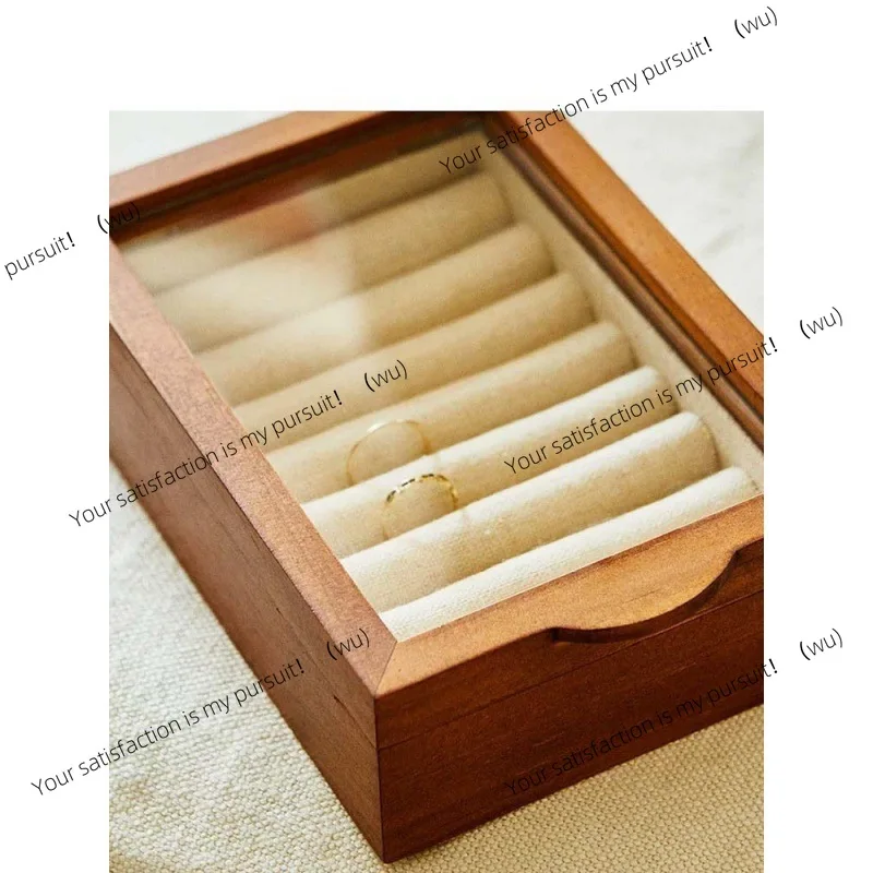 Jewelry box, jewelry box, retro wooden ring, earrings, storage and finishing, solid wood jewelry box.