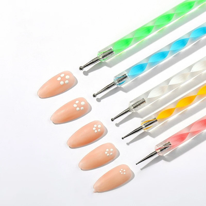 5pcs/set Double Headed Nail Dot Pen For Nails Art Decoration Acrylic Rhinestone Diamond Nail Dotting Tool