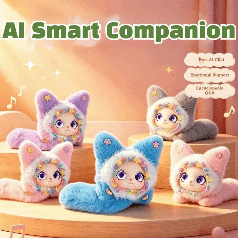 Peluche Chat IA à Dialogue Continu, Communication Vocale Intelligente, Interaction par Clignotement, Pendentif Chat IA