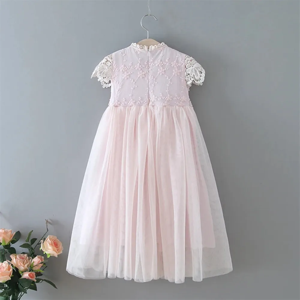 

Customized Pure Flower Girl Wedding Dress Appliques Lace Sleeveless Princess Birthday Party Dress Kids First Communion Gown