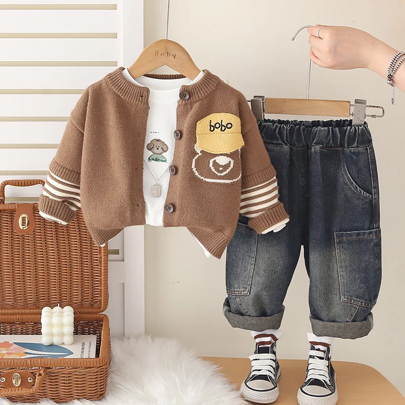 

Новая весенне-осенняя детская одежда, костюм, детская повседневная куртка с героями мультфильмов для мальчиков, футболка, брюки, 3 шт./компл., костюм для младенцев, детские спортивные костюмы