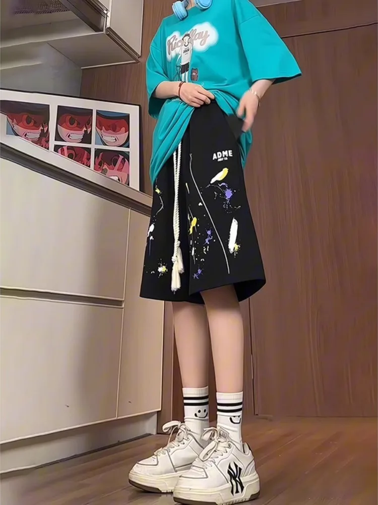 

Bla fiti 5-6 Length Men's orts Summer Trendy Knee-High Spor Pants Design Casual Loose Fit Polyester Fiber