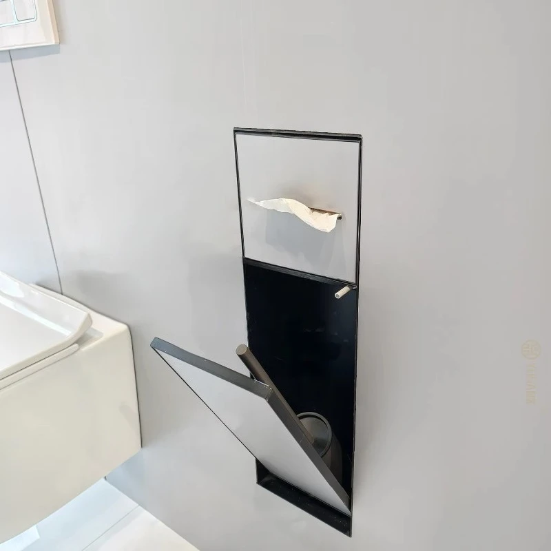 Hidden SUS304 recessed wall niche trash can toilet accessories hidden recessed toilet brush tissue storage rack