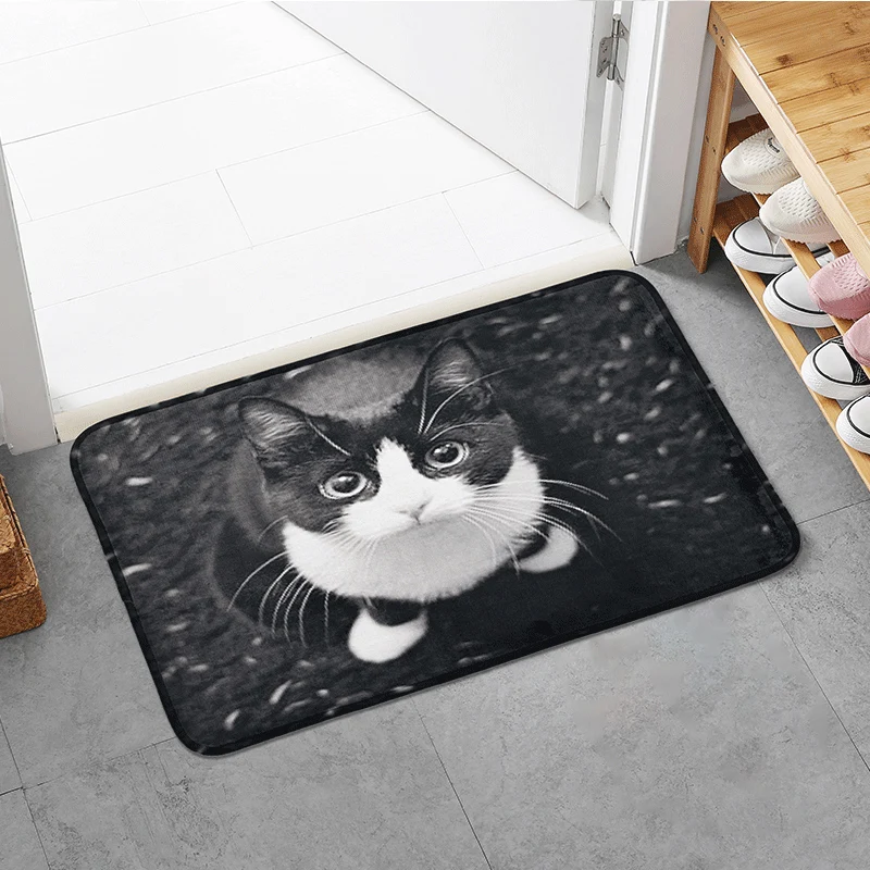 1pc Cute Cat Printed Mat,Thickened Soft Bath Mat For Bathroom, Water Absorbent Quick Dry Bath Mat, Machine Washable,Soft And Com