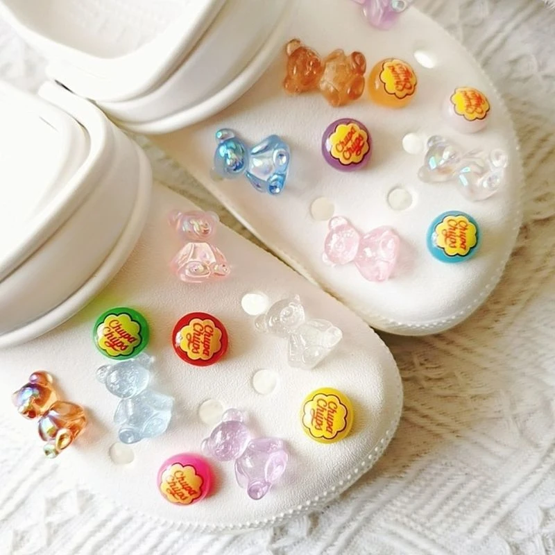 

Подвески для обуви с милым мультяшным медведем, дизайнерские модные подвески для обуви, подходящие ко всему, для забивания, прекрасная имитация конфет, сабо, джинсов, рождественский подарок