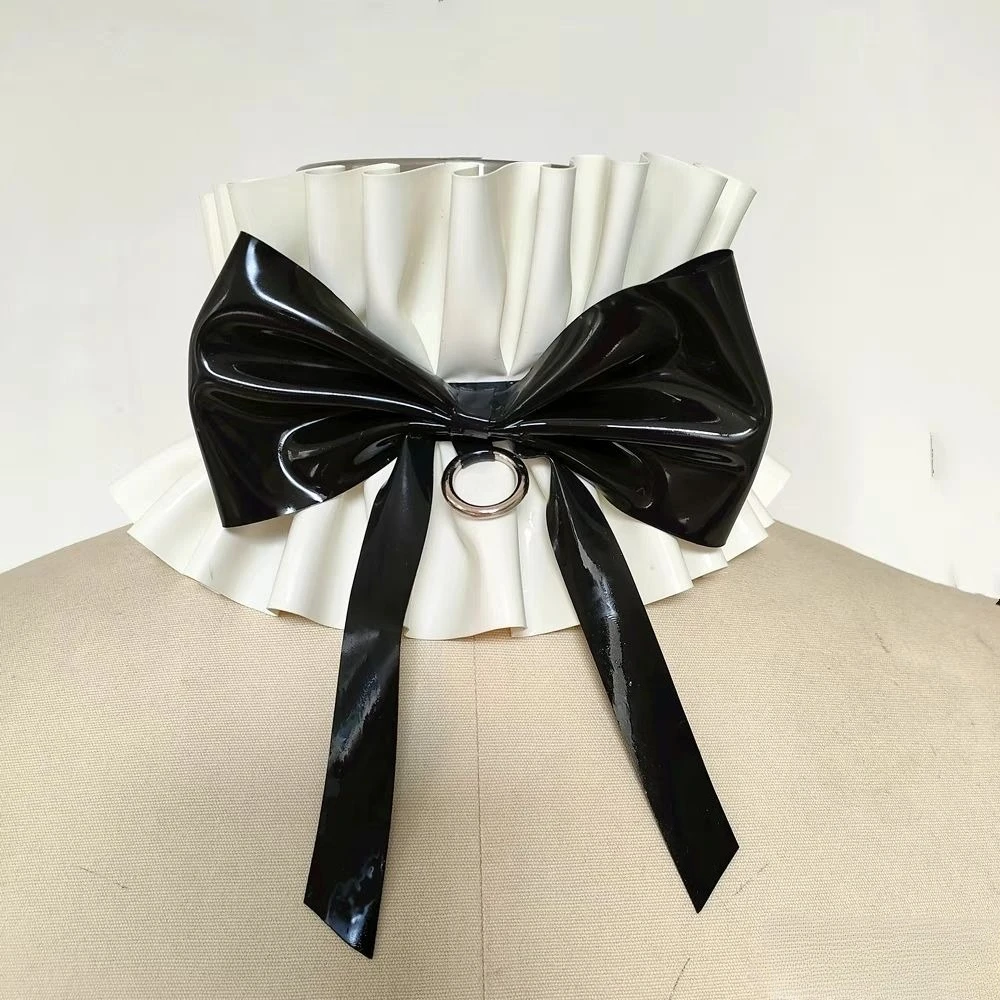 

Natural Latex Neckband Neck Decoration Collar Black Lace Bow