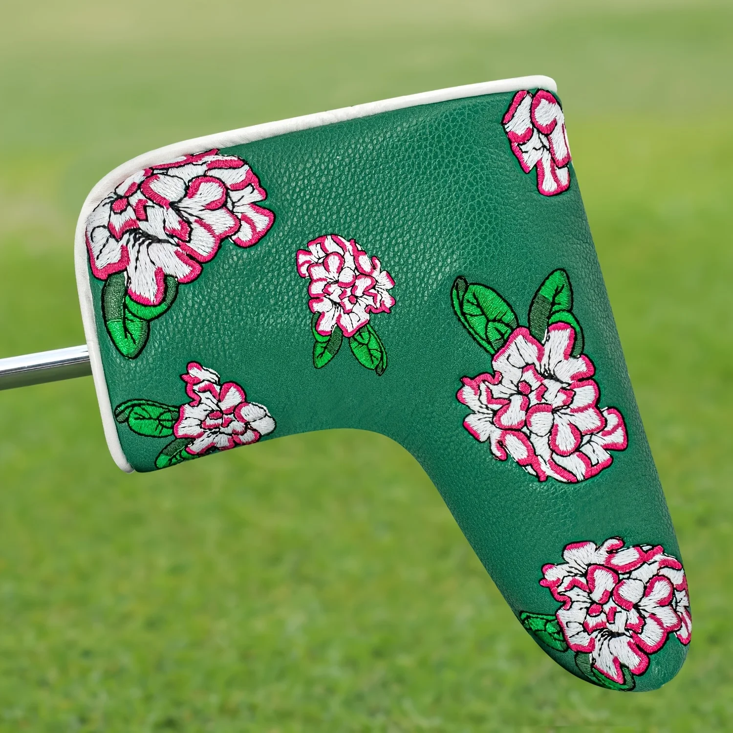 1pc Cherry Blossom Pattern Golf Blade Putter Head Cover, Premium Soft PU Material Wear Resistant Golf Club Protective Sleeve
