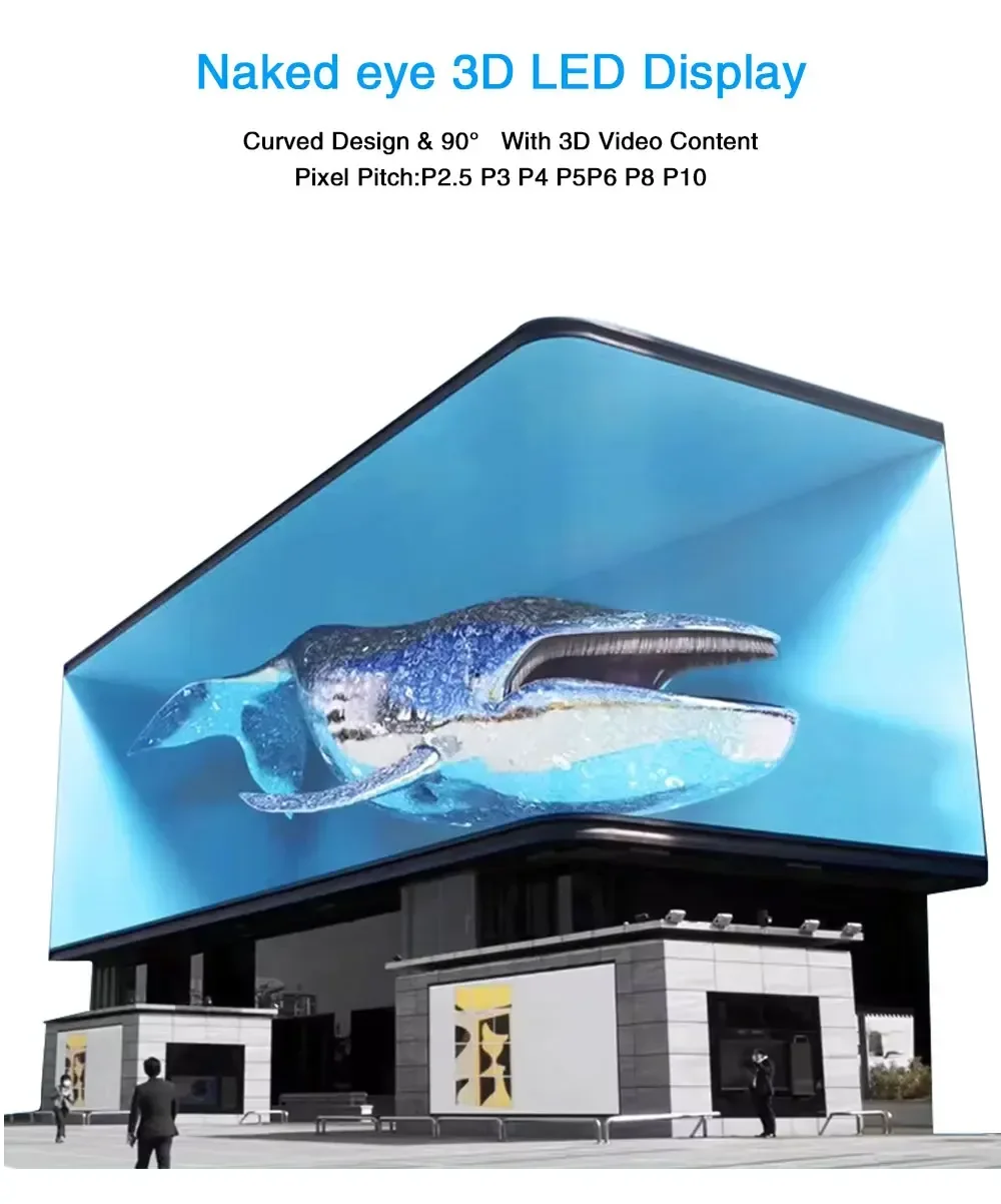 Customize Various Size Giant Full Color P3P4P5 Curved Screen Outdoor Advertising Right Angle 3D Giant Waterproof Big LED Display