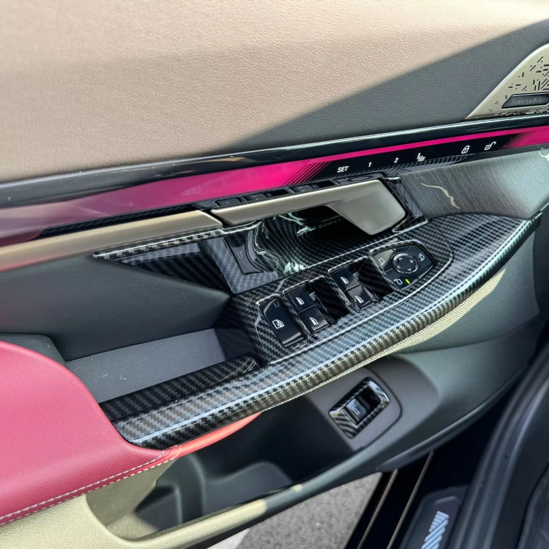 For BMW5 Series 2024 525Li 530Li，ABS Carbon Fiber ABS Carbon Fiber Look Windows Rise Switch Panel Glass Lift Control Cover Trim