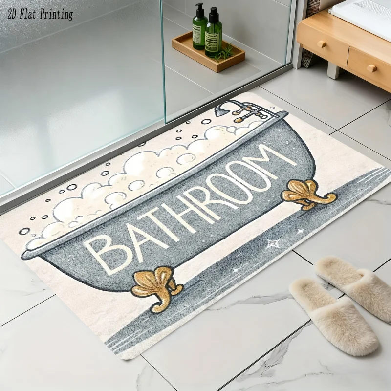 VIKAMA Cartoon Bathroom Mat Non-Slip Water-Absorbing Bathtub Foot Mat Soft Entrance Hall Rug Home Decor