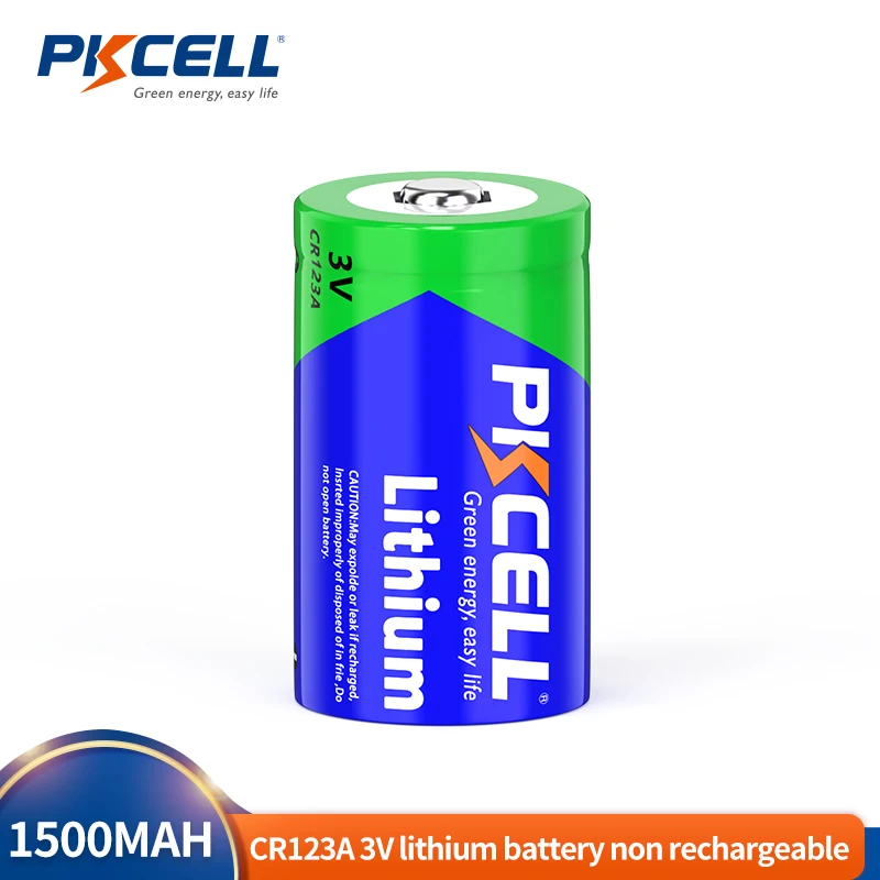 1-20PC PKCELL CR123A 1500mah 3V Non-Rechargeable Lithium Battery 3 Volt 123 For Digital Camera, Flash Light, Night Vision Device