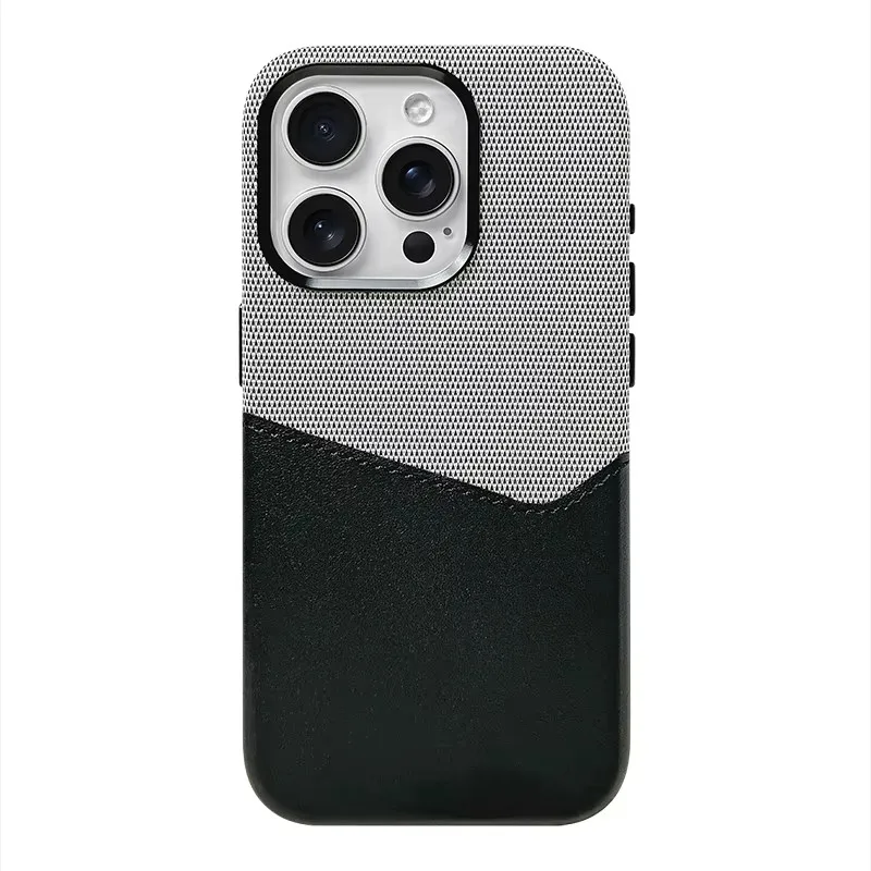 Kartenfachhalter Leinen-Leder MagSafe Handyhülle für iPhone 18Pro 16 15 14 17ProMax Magnetisches Kabelloses Laden Stoßfeste Hülle – Detail 11