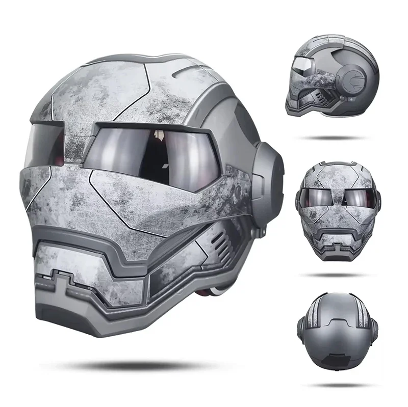 خوذة دراجة نارية كلاسيكية كاملة الوجه من ترانسفورمرز - تصميم عتيق قابل للطي للرجال - معدات ركوب جرافيك خفيفة الوزن