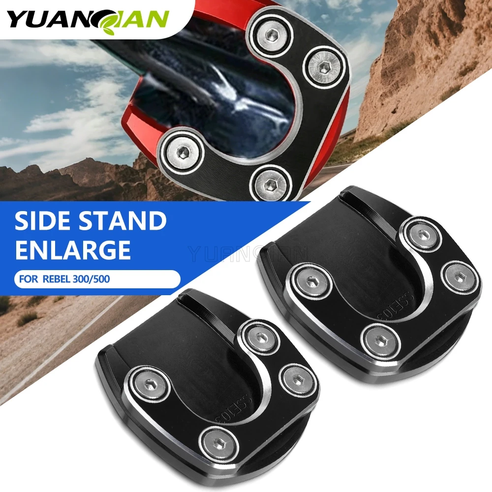 

CNC Kickstand Foot Side Extension Pad Support Plate Enlarge Stand CMX 300 500 For Honda Rebel 300 500 CMX300 CMX500 2017-2024