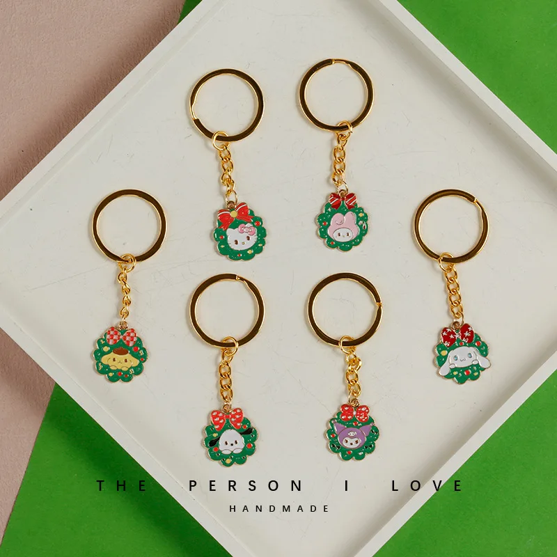 Hello Kitty Keychain Christmas Series Sanrio Anime Kt Doll Pendant Kawaii Christmas Gift Wholesale Cartoon Christmas Decorate