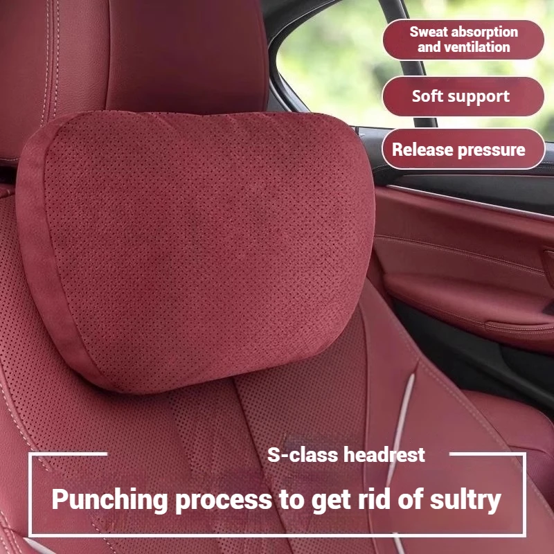 

Car Headrest Neck Pillow Support Seat S Class Soft Universal Adjustable Suede Car Neck Waist Pillows Car Interior Accessories