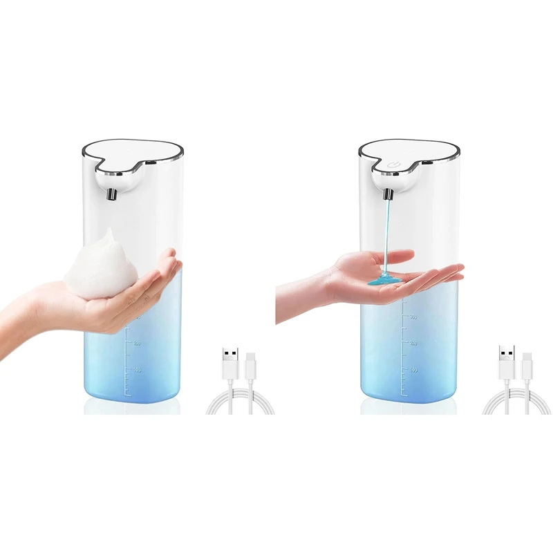 Dispenser automatico di sapone liquido, dispenser di sapone per montaggio a parete da 13,5 Oz/400 ML, ricaricabile tramite USB, sapone per mani e piatti senza contatto