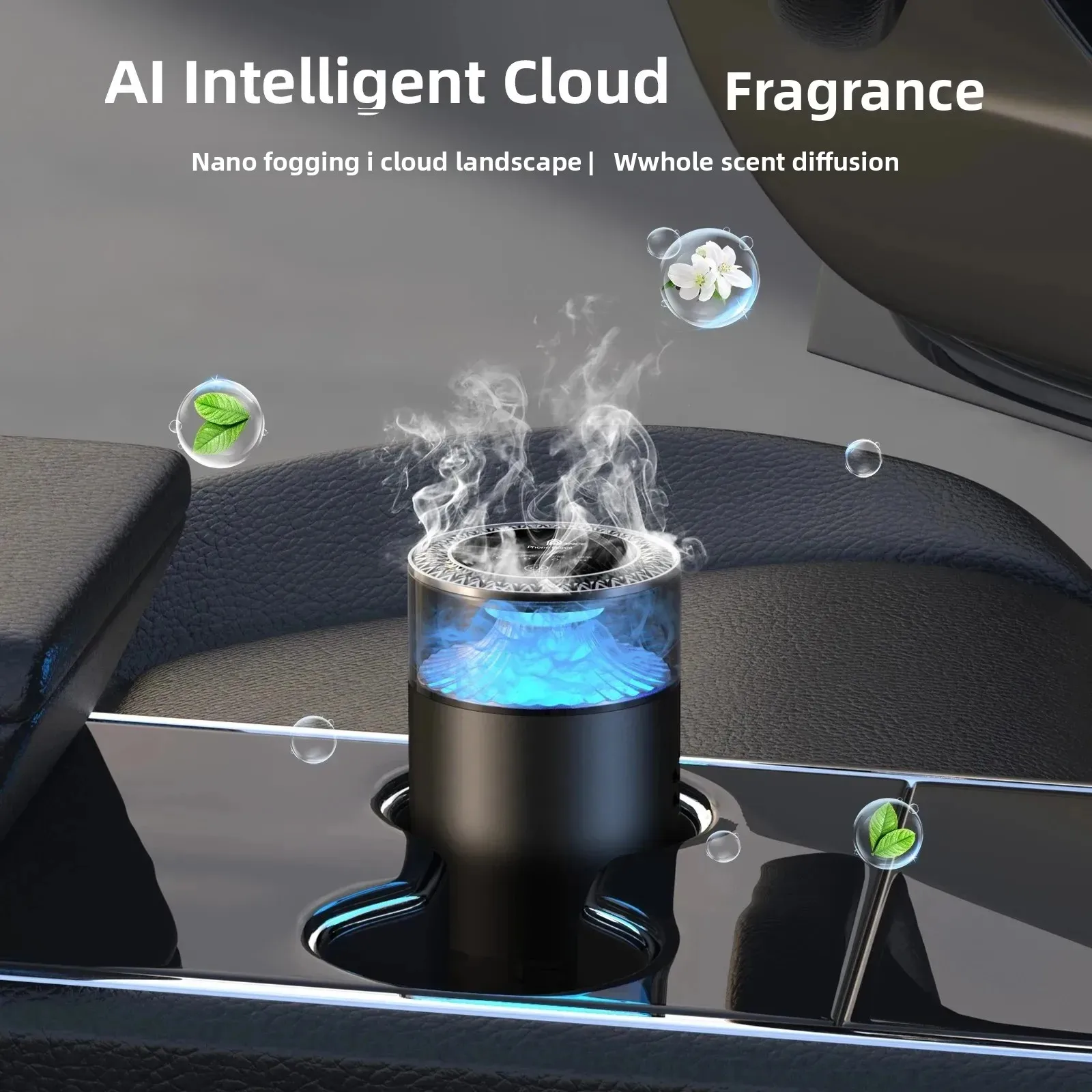 New Smart Car Air Aromatherapy Diffuser Car Air Freshener (Mist Maker) Colorful Lights Humidifier for Home Office