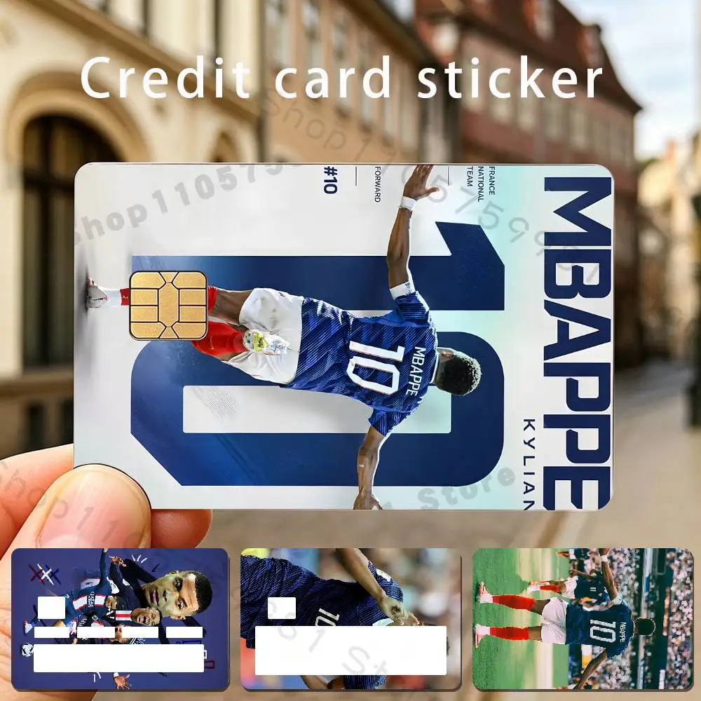 K-Kylian M-Mbappe Football Holographic Laser Shinny Film Skin Cover Sticker for Debit Credit Card Bank Card