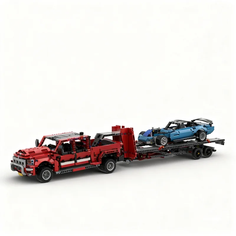 2144 детали MOC Technical Dodge RAM Dually Pickup Truck DRW Trailer Bowman Gray Stadium Race Car C-Model Модель Конструктор