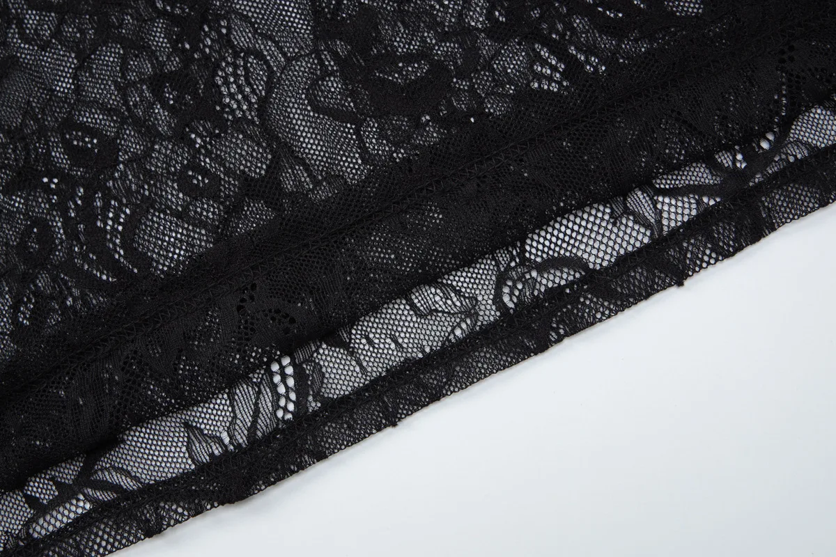 Damesmode sexy 2-delige set strapless backless bodycon mini-jurk + doorzichtige mesh kanten lange rokken feestkostuums clubwear