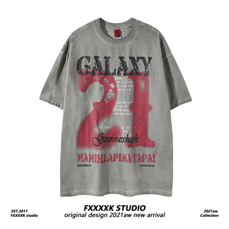 

Футболка FXK Original Heavyweight Waed в винтажном стиле с принтом, свободного кроя, модная, унисекс, BF Sle