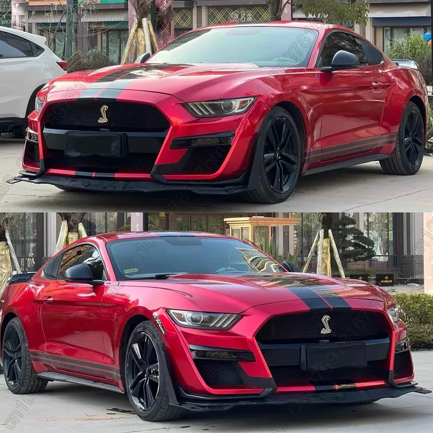 For Ford Mustang GT500 2014 To 2021 Pair of Gloss Black Front Bumper Corner Winglet Splitters car decorative accessories