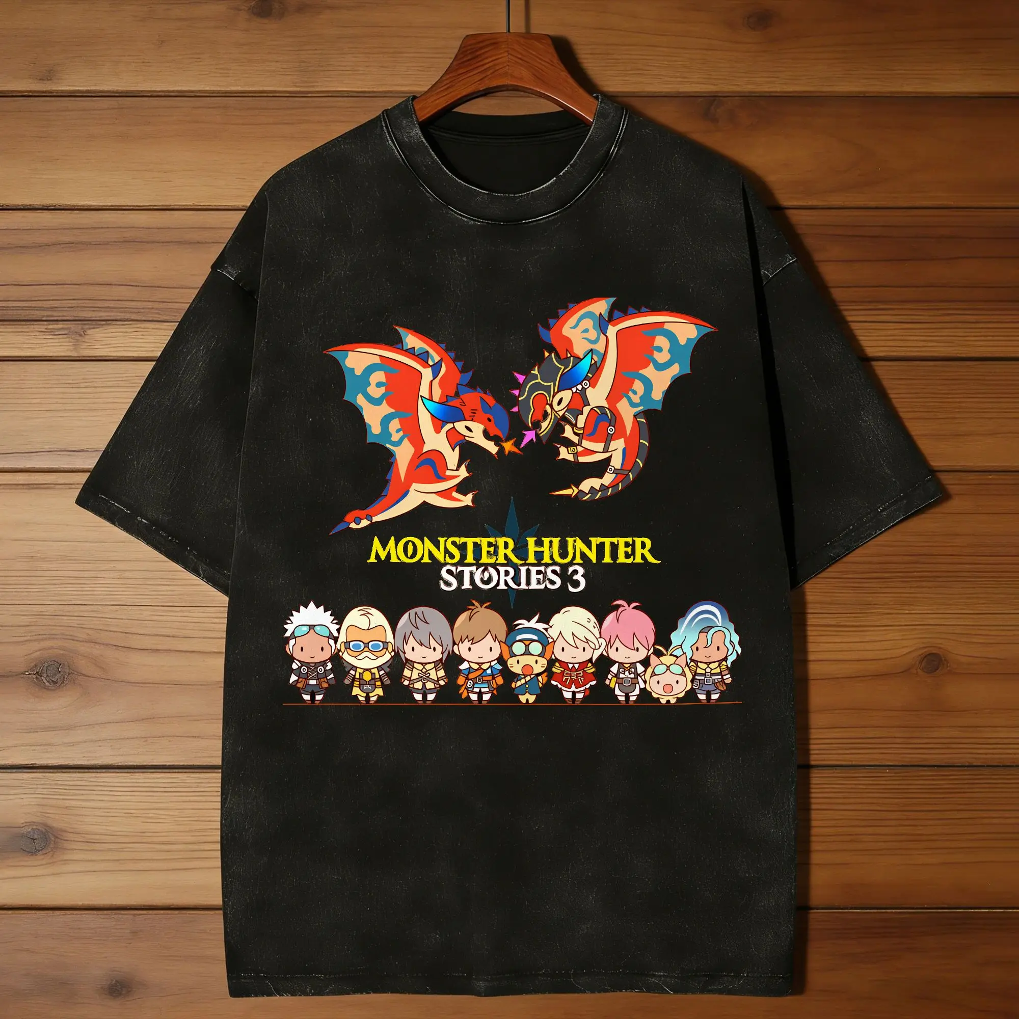 Men Monster Hunter Stories 3 T-Shirts  Tees Summer Streetwear Short-Sleeved T-Shirt Round Neck Trending Print Tshirt