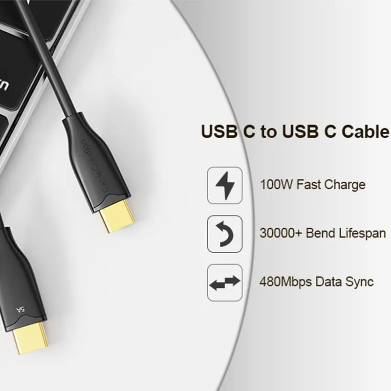 CableCreation 100W cavo USB da tipo C a USB C 5A PD cavo di ricarica rapida per MacBook Pro iPad Samsung Xiaomi POCO 2m 3.3FT