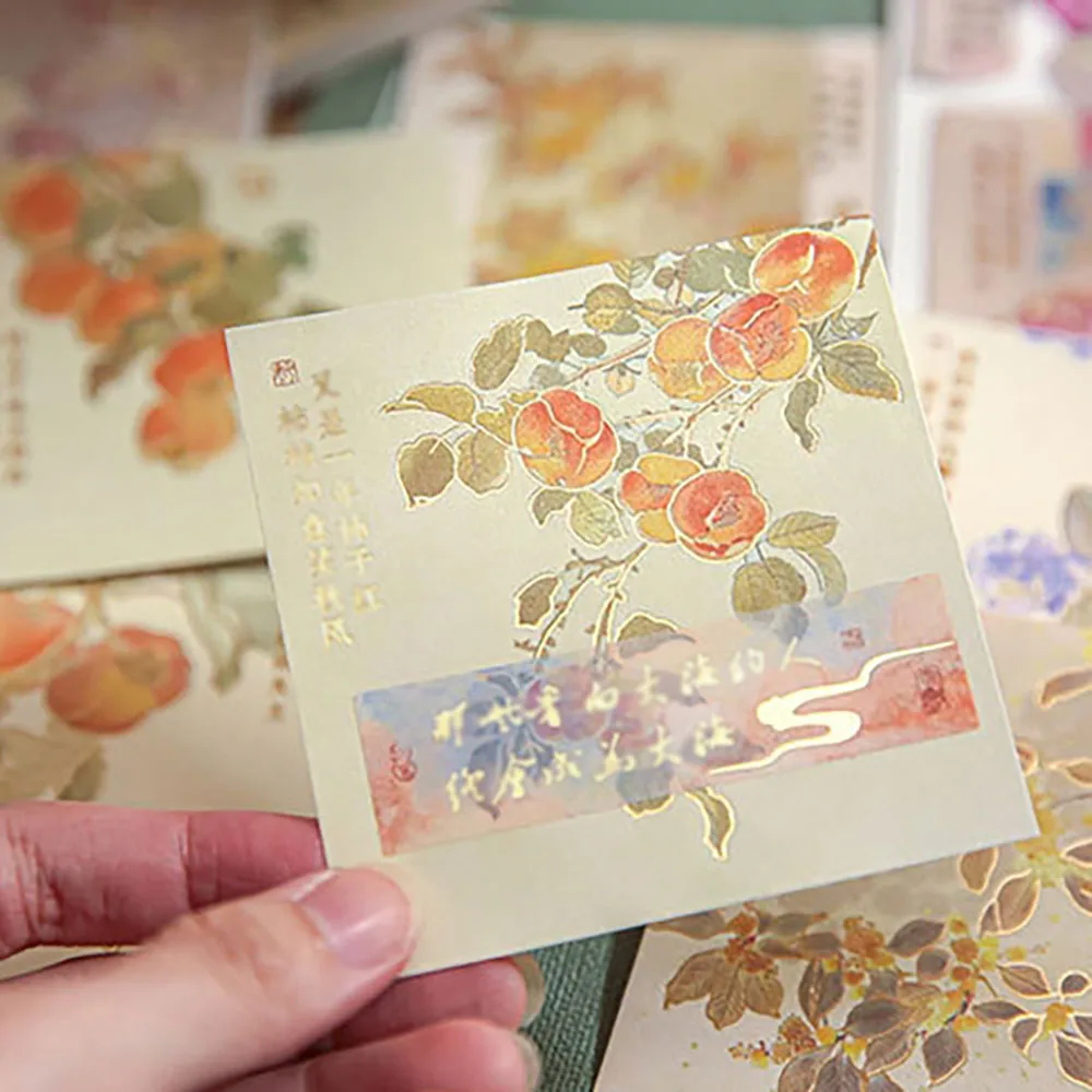 60 sheets of Fancy Flower Dream hot stamping sticky notes, Chinese style flower account material paper book