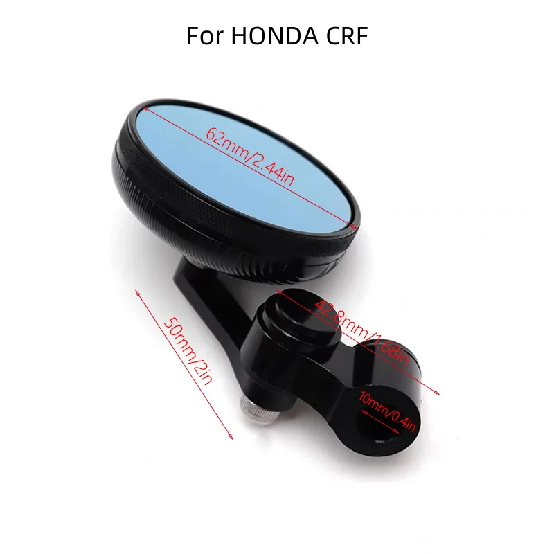 CNC ALUMINUM Mini Retro Motorcycle Rearview Side Mirrors 8mm 10mm Blue Glass For HONDA CRF300L CRF250L CRF 230 450L CRF250F 250