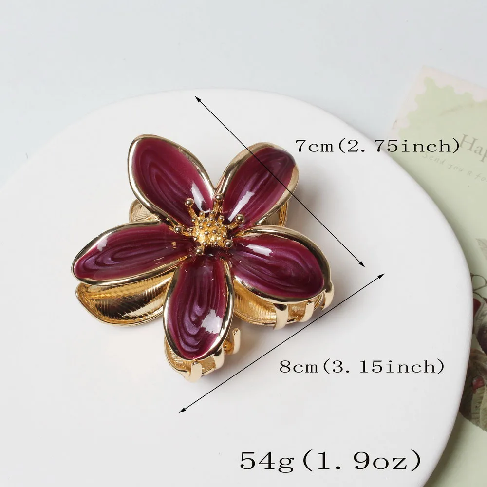 Blumen-Haarspangen für Frauen Plumeria Metall-Haarklammern Mittelgroße Haarklammern für Dickes und Dünnes Haar Tropische Strand-Haaraccessoires – Detail 4